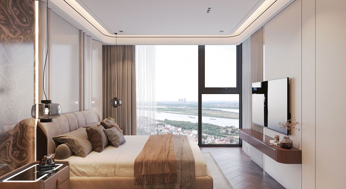 Mua căn 1 ngủ 1WC Đông Bắc ban công view sông Hồng nội thất cao cấp Sunshine Continental Trần Bình